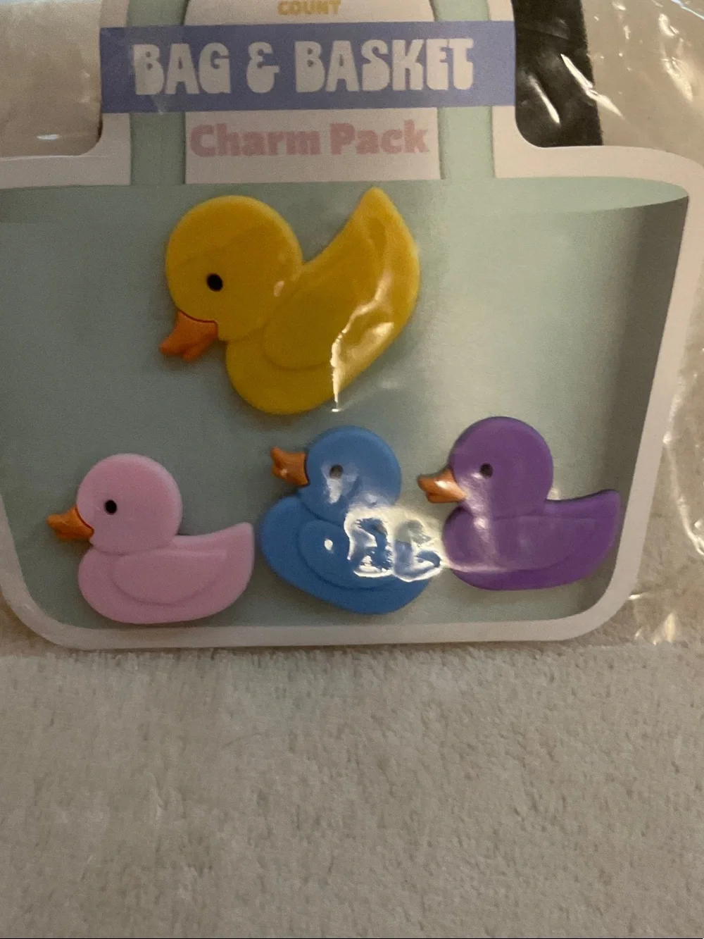 Bag & Basket Kids Duck Charm Pack – Yellow, Blue, Purple, Pink